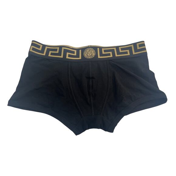 M2-18 VERSACE Men's Greca Trunks Black Cotton Deadstock Size 4/30-32/S - Picture 2 of 11